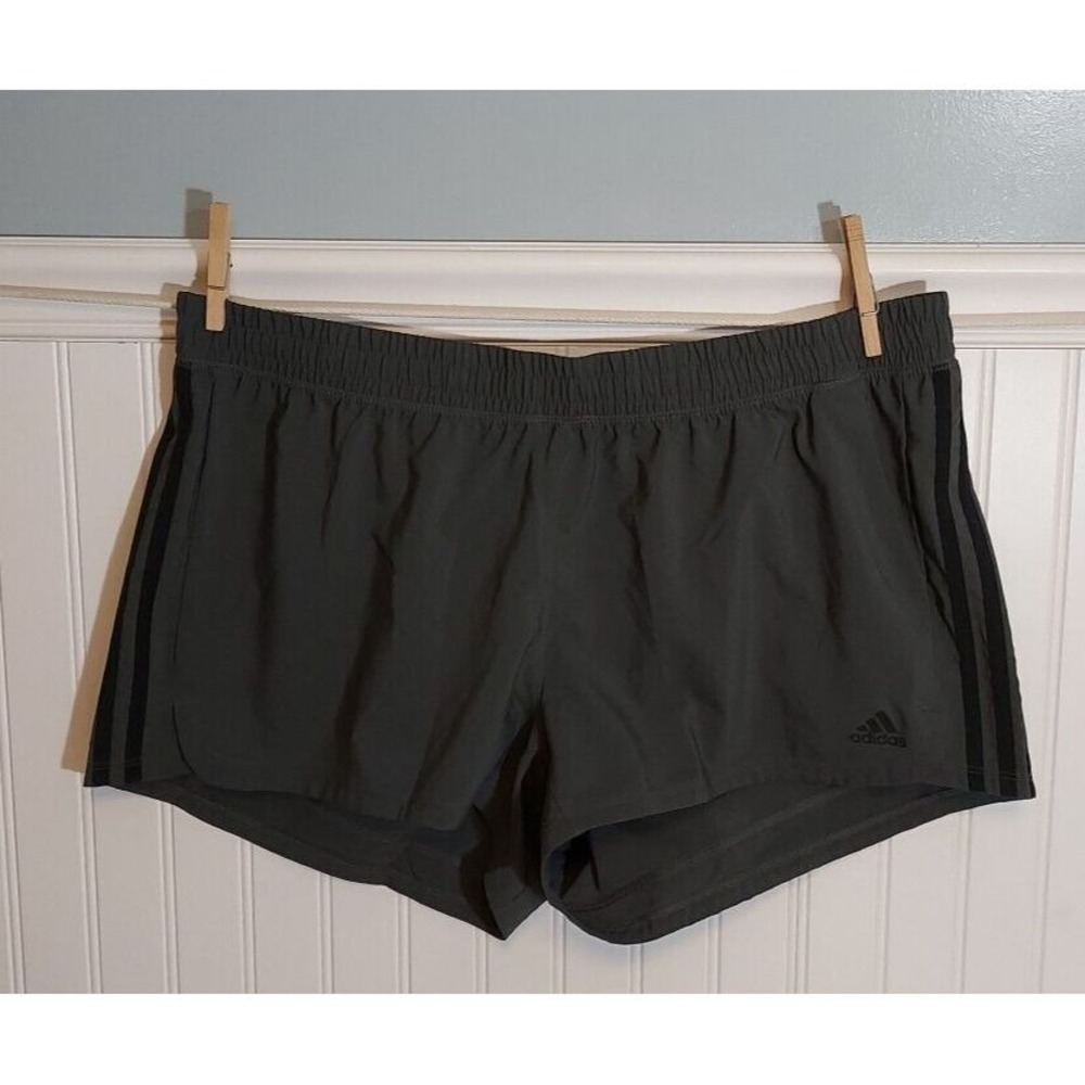 Adidas Pacer 3S WVN Training Shorts Womens XL Grey Black Gym Workout Streetwear